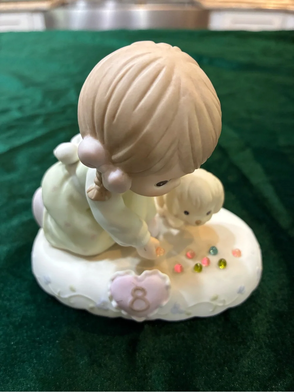 Precious Moments Cream and Pink Girl Figurine with Puppy Birthday Gift 8 years